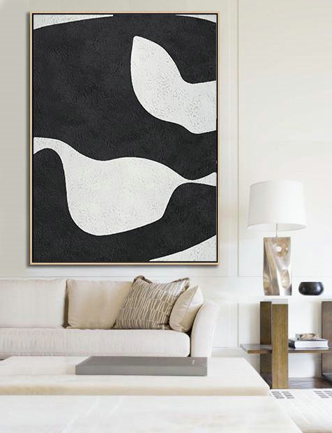 Wall Art Painting,Black And White Minimal Painting On Canvas - Oversized Canvas Art